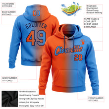 Load image into Gallery viewer, Custom Stitched Powder Blue Orange-Black Gradient Fashion Sports Pullover Sweatshirt Hoodie
