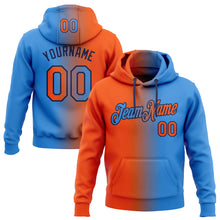 Load image into Gallery viewer, Custom Stitched Electric Blue Orange-Black Gradient Fashion Sports Pullover Sweatshirt Hoodie
