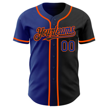 Custom Black Royal-Orange Authentic Gradient Fashion Baseball Jersey