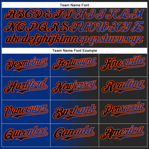 Custom Black Royal-Orange Authentic Gradient Fashion Baseball Jersey