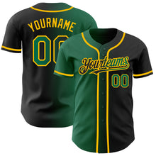 Load image into Gallery viewer, Custom Black Kelly Green-Gold Authentic Gradient Fashion Baseball Jersey
