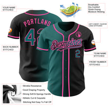 Load image into Gallery viewer, Custom Black Teal-Pink Authentic Gradient Fashion Baseball Jersey
