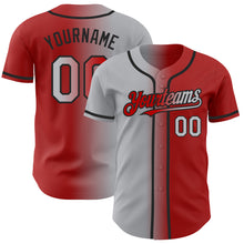 Load image into Gallery viewer, Custom Red Gray-Black Authentic Gradient Fashion Baseball Jersey
