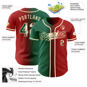 Custom Red Vintage Mexican Flag Kelly Green-City Cream Authentic Gradient Fashion Baseball Jersey