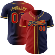Load image into Gallery viewer, Custom Navy Red-Old Gold Authentic Gradient Fashion Baseball Jersey
