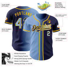 Load image into Gallery viewer, Custom Navy Light Blue-Gold Authentic Gradient Fashion Baseball Jersey
