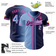 Load image into Gallery viewer, Custom Navy Light Blue-Pink Authentic Gradient Fashion Baseball Jersey
