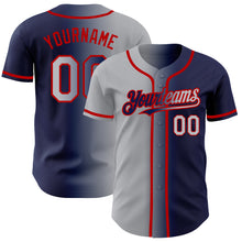 Load image into Gallery viewer, Custom Navy Gray-Red Authentic Gradient Fashion Baseball Jersey

