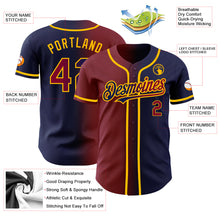 Load image into Gallery viewer, Custom Navy Maroon-Gold Authentic Gradient Fashion Baseball Jersey
