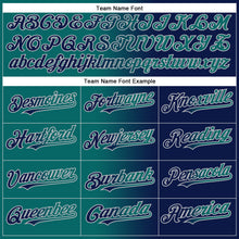 Load image into Gallery viewer, Custom Navy Teal-Gray Authentic Gradient Fashion Baseball Jersey
