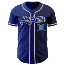 Load image into Gallery viewer, Custom Navy Royal-Gray Authentic Gradient Fashion Baseball Jersey
