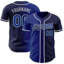 Load image into Gallery viewer, Custom Navy Royal-Gray Authentic Gradient Fashion Baseball Jersey
