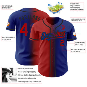 Custom Royal Red-Black Authentic Gradient Fashion Baseball Jersey