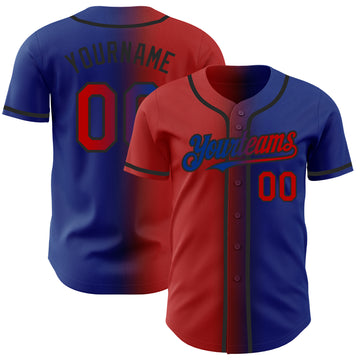 Custom Royal Red-Black Authentic Gradient Fashion Baseball Jersey