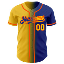 Load image into Gallery viewer, Custom Royal Yellow-Orange Authentic Gradient Fashion Baseball Jersey
