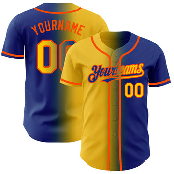 Custom Royal Yellow-Orange Authentic Gradient Fashion Baseball Jersey