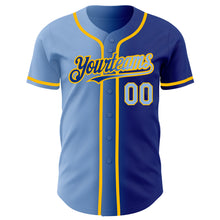 Load image into Gallery viewer, Custom Royal Light Blue-Gold Authentic Gradient Fashion Baseball Jersey
