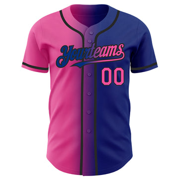 Custom Royal Pink-Black Authentic Gradient Fashion Baseball Jersey