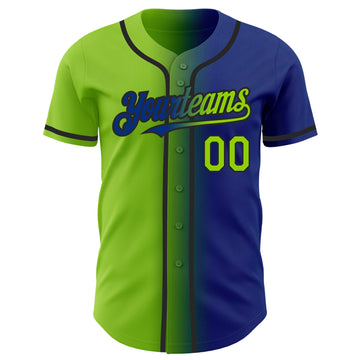 Custom Royal Neon Green-Black Authentic Gradient Fashion Baseball Jersey
