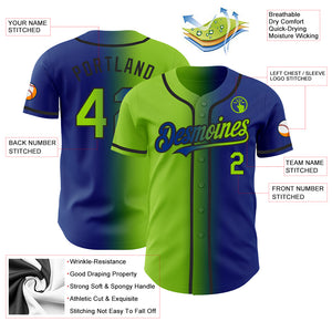 Custom Royal Neon Green-Black Authentic Gradient Fashion Baseball Jersey