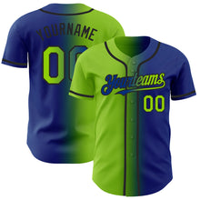 Load image into Gallery viewer, Custom Royal Neon Green-Black Authentic Gradient Fashion Baseball Jersey
