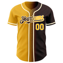 Load image into Gallery viewer, Custom Brown Gold-Cream Authentic Gradient Fashion Baseball Jersey
