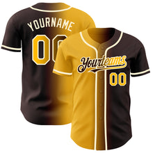 Load image into Gallery viewer, Custom Brown Gold-Cream Authentic Gradient Fashion Baseball Jersey
