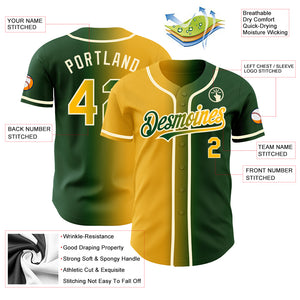 Custom Green Gold-Cream Authentic Gradient Fashion Baseball Jersey