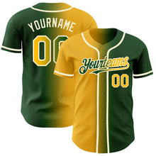 Load image into Gallery viewer, Custom Green Gold-Cream Authentic Gradient Fashion Baseball Jersey
