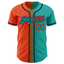 Load image into Gallery viewer, Custom Aqua Orange-Navy Authentic Gradient Fashion Baseball Jersey
