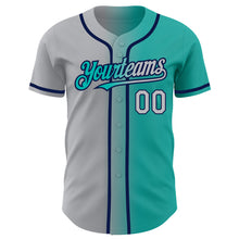 Load image into Gallery viewer, Custom Aqua Gray-Navy Authentic Gradient Fashion Baseball Jersey
