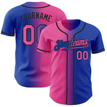 Load image into Gallery viewer, Custom Thunder Blue Pink-Black Authentic Gradient Fashion Baseball Jersey
