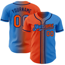 Load image into Gallery viewer, Custom Electric Blue Orange-Navy Authentic Gradient Fashion Baseball Jersey
