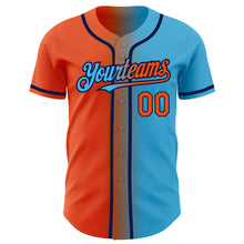 Load image into Gallery viewer, Custom Sky Blue Orange-Navy Authentic Gradient Fashion Baseball Jersey
