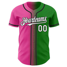 Load image into Gallery viewer, Custom Grass Green White Pink-Black Authentic Gradient Fashion Baseball Jersey
