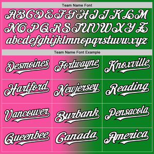 Custom Grass Green White Pink-Black Authentic Gradient Fashion Baseball Jersey