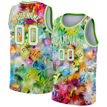 Load image into Gallery viewer, Custom Scratch Graffiti Pattern White-Neon Green 3D Authentic Basketball Jersey
