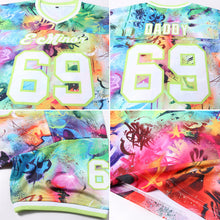 Load image into Gallery viewer, Custom Graffiti Pattern-White Neon Green 3D Mesh Authentic Throwback Football Jersey
