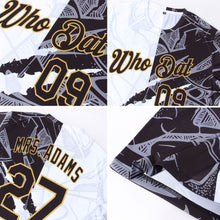 Load image into Gallery viewer, Custom Graffiti Pattern Black-Old Gold 3D Performance T-Shirt
