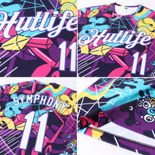 Load image into Gallery viewer, Custom Graffiti Pattern White-Purple 3D Performance T-Shirt

