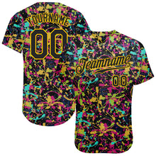 Load image into Gallery viewer, Custom Graffiti Pattern Black-Gold 3D Grunge Shabby Authentic Baseball Jersey
