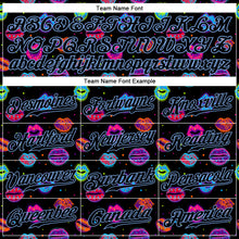 Load image into Gallery viewer, Custom Graffiti Pattern Black-Light Blue 3D Dots And Kiss Lips Authentic Baseball Jersey
