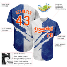 Load image into Gallery viewer, Custom Graffiti Pattern Orange-Royal 3D Scratch Authentic Baseball Jersey
