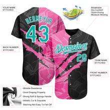 Load image into Gallery viewer, Custom Graffiti Pattern Aqua Black-Pink 3D Scratch Authentic Baseball Jersey
