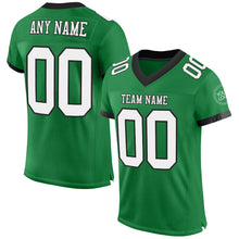 Load image into Gallery viewer, Custom Grass Green White-Black Mesh Authentic Football Jersey

