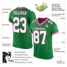 Load image into Gallery viewer, Custom Grass Green White-Pink Mesh Authentic Football Jersey
