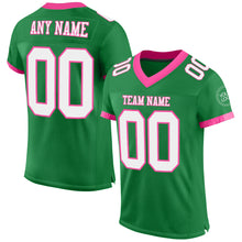 Load image into Gallery viewer, Custom Grass Green White-Pink Mesh Authentic Football Jersey
