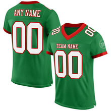 Load image into Gallery viewer, Custom Grass Green White-Red Mesh Authentic Football Jersey
