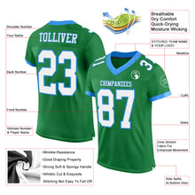 Load image into Gallery viewer, Custom Grass Green White-Electric Blue Mesh Authentic Football Jersey
