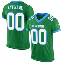 Load image into Gallery viewer, Custom Grass Green White-Electric Blue Mesh Authentic Football Jersey

